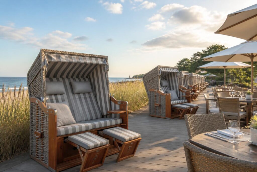 Strandkorb kaufen für Hotel und Gastronomie: Worauf gewerbliche Käufer achten